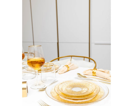 Gouden platte plaat in glas 28x28x2.5 cm - zon