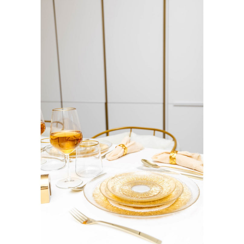 Gouden platte plaat in glas 28x28x2.5 cm - zon