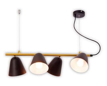 4-pending lamp "Triton" gemaakt van zwart metaal in zwart, met E27-aansluiting, verlichting voor woonkamer, eetkamer of kantoor.