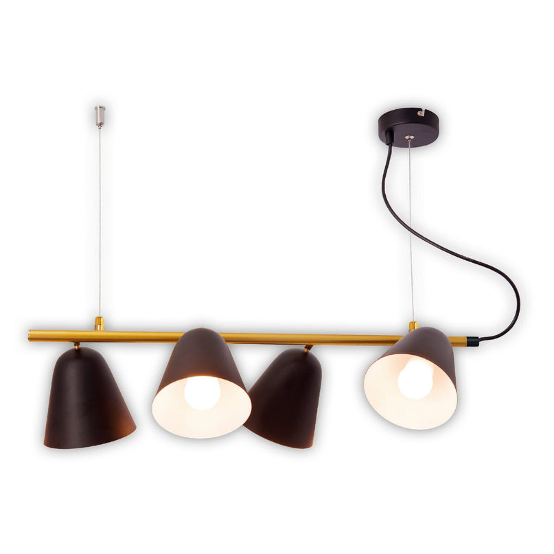 4-pending lamp "Triton" gemaakt van zwart metaal in zwart, met E27-aansluiting, verlichting voor woonkamer, eetkamer of kantoor.