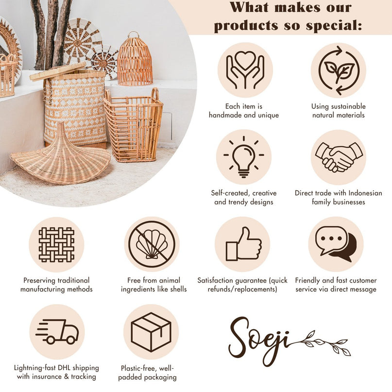 Vierkant Boho-vloerkleed gemaakt van natuurlijke vezels-handgeweven vloermat-rechthoekig bruin tapijt-groot water hyacint tapijt 180x115 cm sawah