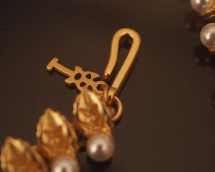 Vintage gouden bladeren parelketting