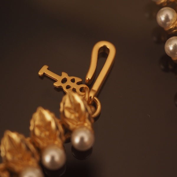 Vintage gouden bladeren parelketting