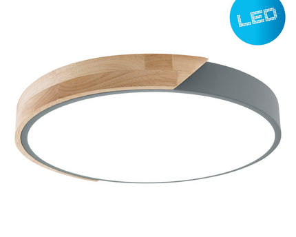 LED -plafondlamp "Borneo", Ø 31 cm gemaakt van metaal en plastic in grijs, geïntegreerde LED's, verlichting voor woonkamers, gang en kantoor
