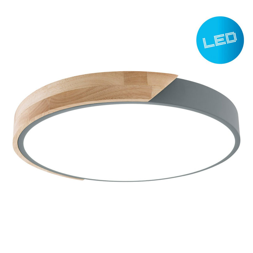 LED -plafondlamp "Borneo", Ø 31 cm gemaakt van metaal en plastic in grijs, geïntegreerde LED's, verlichting voor woonkamers, gang en kantoor