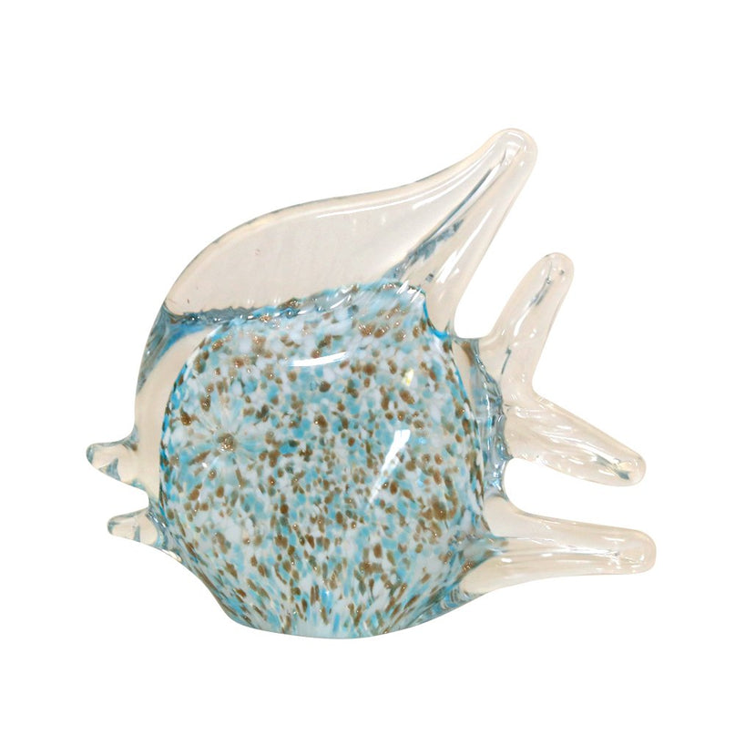 Decoratieve blauwe en transparante glazen vis 14,5x5.5x13cm