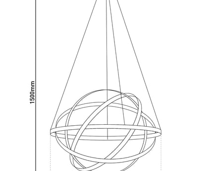 LED -hanglamp "Cosmos" metaal en plastic in chroom, Ø60 cm, met stevig ingebouwde LED's, verlichting voor woonkamer, eetkamer of kantoor.