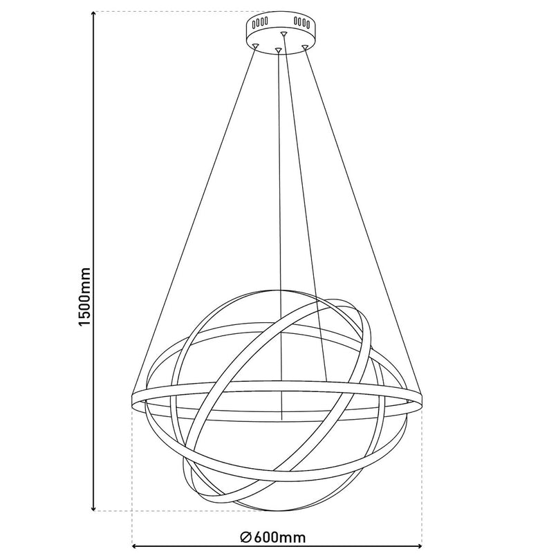 LED -hanglamp "Cosmos" metaal en plastic in chroom, Ø60 cm, met stevig ingebouwde LED's, verlichting voor woonkamer, eetkamer of kantoor.