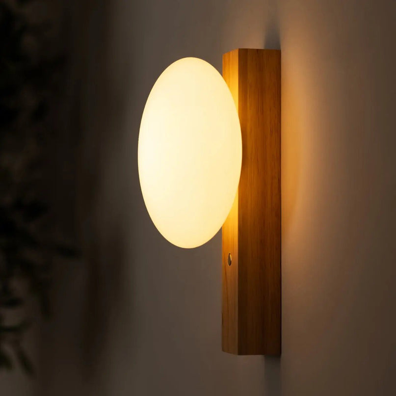 Matthew lichtbruin stijlvol houten draadloze wandlamp - oplaadbaar en dimpelbaar