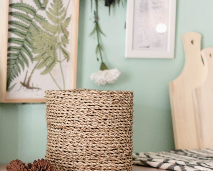 Kleine Zeegras Mand BHINNEKA | Plantenmand | Geweven Boho Mand | Plantenbak | Decoratieve mand | Kleine Opbergmand | Ronde bloemenmand
