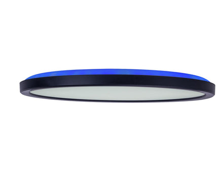 Het LED-plafondlicht "Carlo" met RGB-backlight, Ø van 54 cm, klassiekmoderne plafondlicht gemaakt van zwart/wit plastic met veel functies, b.v.