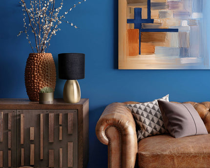 Taflamp "Aurum" 33 cm hoog in goud/zwart, gemaakt van metaal en textiel, met E14 -versie, verlichting voor eetkamer, woonkamer, gang of kantoor