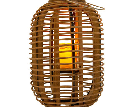 Decollicht "Korbinian" inclusief Solar Led Candle voor tuin en terras, zonnelamp gemaakt van bruin rotan, hoogte 32 cm