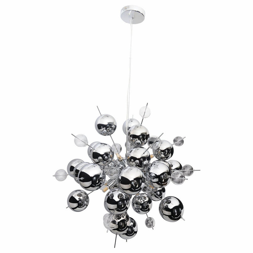 Hanger lamp "explosie" chroom gemaakt van metaal en glas, G9 -versies, hangende lamp voor eetkamer, woonkamer, gang of kantoor, Øca. 65 cm