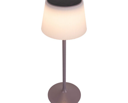 Zonne -batterijlamp "EMMI" 38 cm hoog, paraplu Ø 13 cm, metaal in bramen en wit plastic, voor de buitenruimte, dimable CCT.