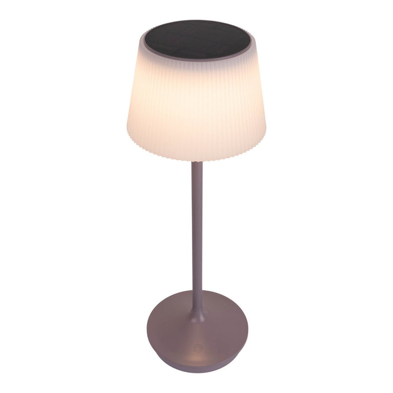 Zonne -batterijlamp "EMMI" 38 cm hoog, paraplu Ø 13 cm, metaal in bramen en wit plastic, voor de buitenruimte, dimable CCT.