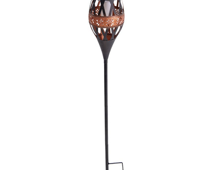 LED grondpin op zonne-energie h: 85cm met vlameffect; VlamLicht
