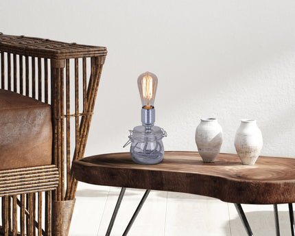 Glazen tafellamp Max. 11 cm hoog gemaakt van metaal en glas, E27 -aansluiting, tafellamp voor eetkamer, keuken, kinderkamer, gang