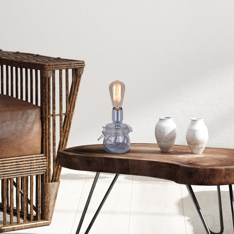 Glazen tafellamp Max. 11 cm hoog gemaakt van metaal en glas, E27 -aansluiting, tafellamp voor eetkamer, keuken, kinderkamer, gang