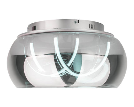 LED -plafondlicht "Malou" Ø 45 cm, 23,5 cm hoog, gemaakt van metaal, rookglas, geïntegreerde LED's, warm wit