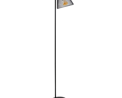 Staande lamp "Korie", vloerlamp gemaakt van zwart in zwart, met E27 -aansluiting, 140 cm hoog, voor de woonkamer en kantoor.