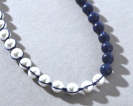 Minimalistische maar dikke Lapislazuli parel kralen ketting