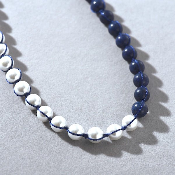 Minimalistische maar dikke Lapislazuli parel kralen ketting
