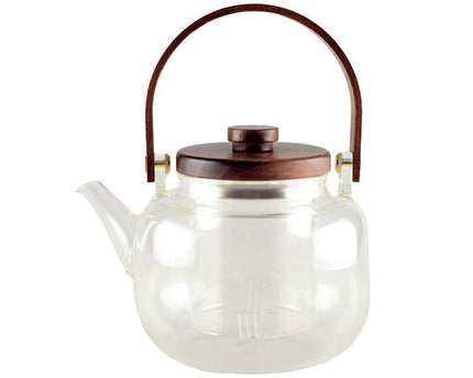 Glazen theepot met houten handgreep 17x14.8x12.5 cm