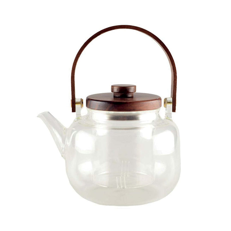 Glazen theepot met houten handgreep 17x14.8x12.5 cm