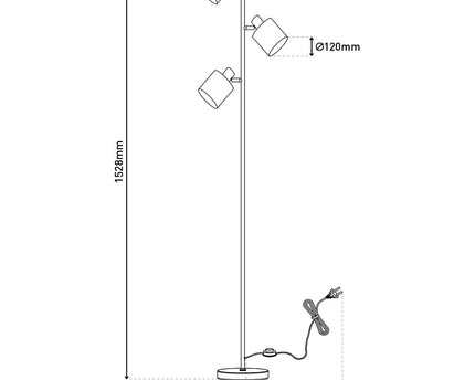 Staande lamp "maron" gemaakt van metalen satine-mat met stof paraplu's in bruin, met E14-aansluiting, voor eetkamer, woonkamer, gang of kantoor, lamp voor woonkamer, eetkamer, hal en kantoor, staande lamp in 153 cm High
