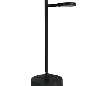 LED draadloze tafellicht "Lupa", 45 cm hoog, gemaakt van geverfd aluminium (zwart) en wit plastic, LED geïntegreerde, dimbare, aanraaksensor.