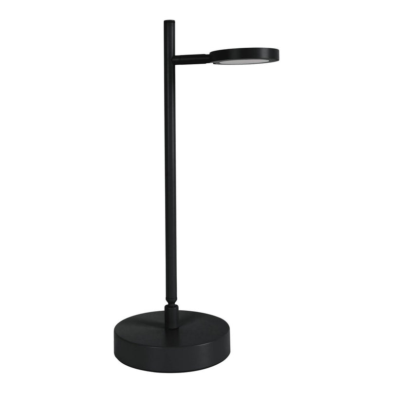 LED draadloze tafellicht "Lupa", 45 cm hoog, gemaakt van geverfd aluminium (zwart) en wit plastic, LED geïntegreerde, dimbare, aanraaksensor.