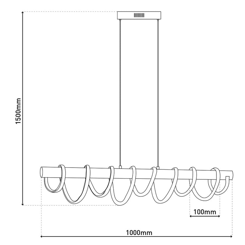 LED -hanglamp "Belleza", moderne metalen hanglamp en plastic zwart, goud en wit, met stevig ingebouwde LED's, 100 cm lang. De ideale verlichting voor woonkamer, eetkamer of keuken.