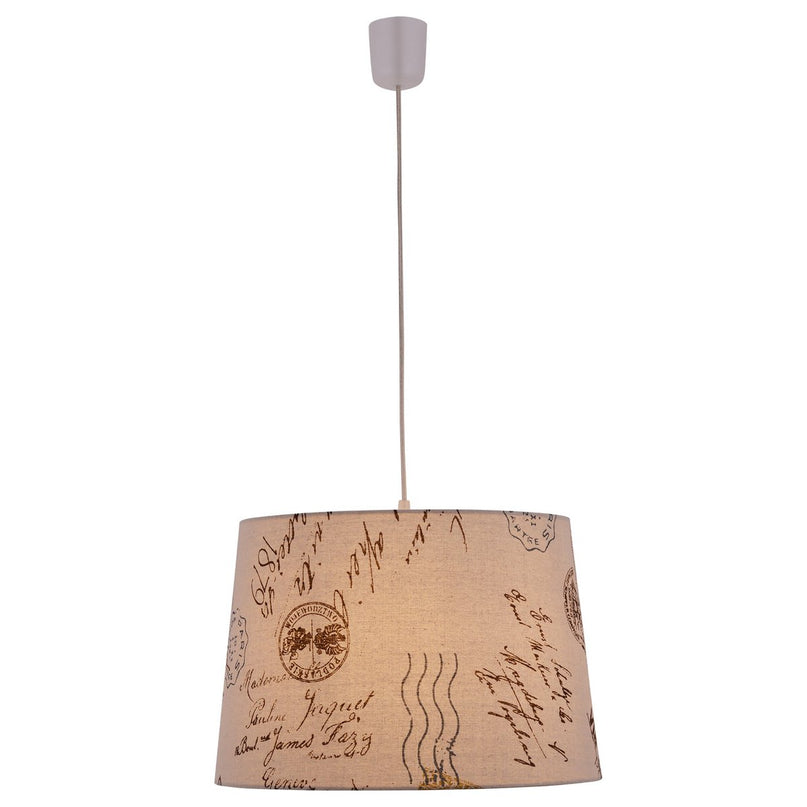 Textiel hanglamp "print", jong wonen, hangende lamp, textiel in bruin, E27 Socket, voor eetkamer, woonkamer, gang of kantoor, Ø40 cm