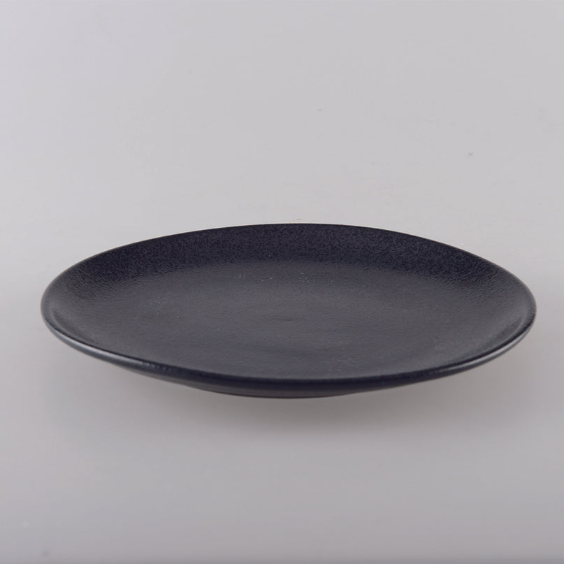 Mat zwart dessertplaat met schittering 21 cm