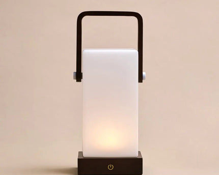 Harper Donkerbruine Houten Lamp – Snoerloze Oplaadbare Tafellamp met Handvat