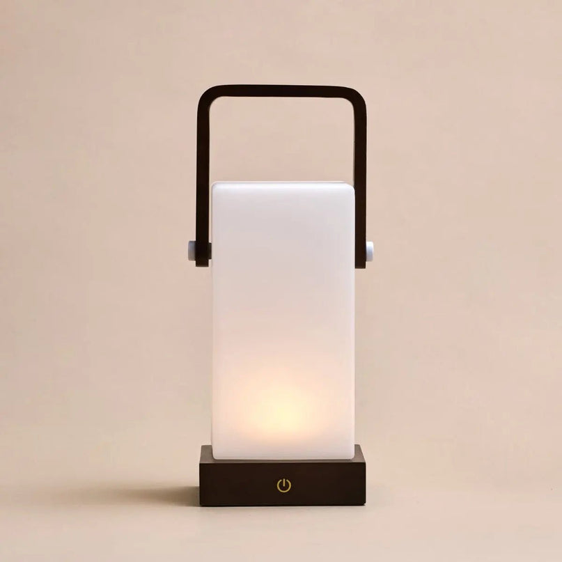 Harper Donkerbruine Houten Lamp – Snoerloze Oplaadbare Tafellamp met Handvat