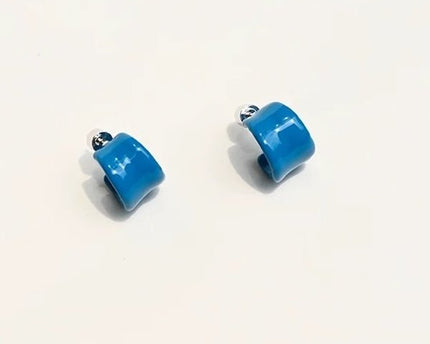 Moderne vintage blauwe emaille hoepels