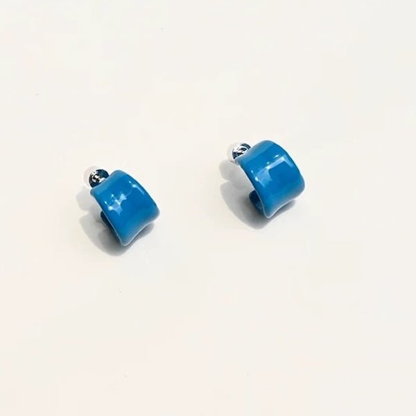 Moderne vintage blauwe emaille hoepels