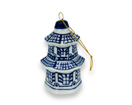 Blauw-wit porseleinen mini kersthanger