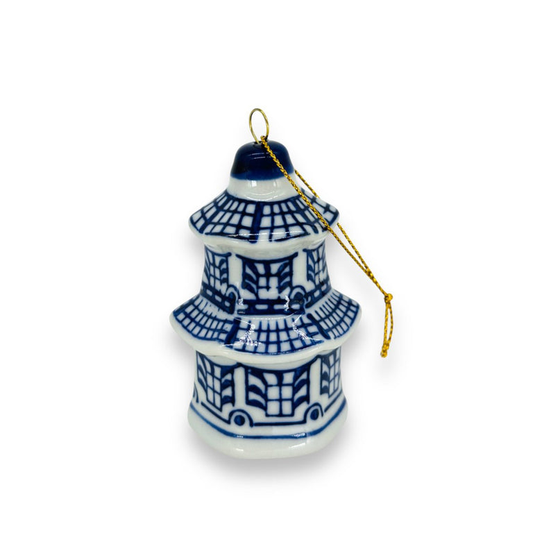 Blauw-wit porseleinen mini kersthanger