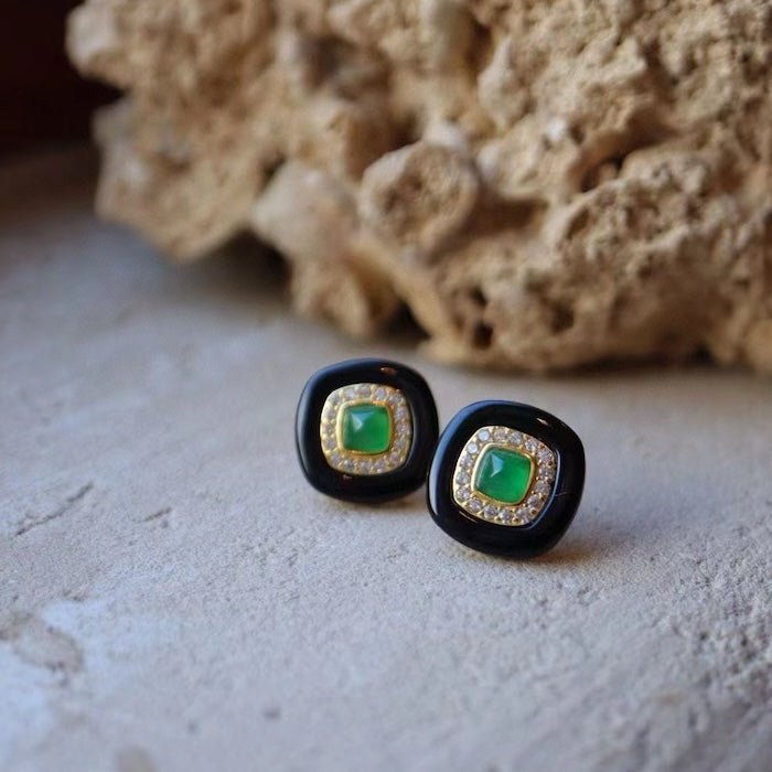 Zwarte onyx oorbellen - Lapis Lazuli en Green Onyx