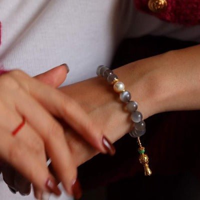 Labradoriet kralen armband met boeddhisme gelukkige charms