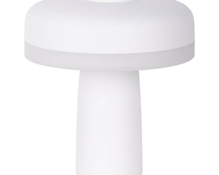 Draadloos tafellicht "Pilu", 16,5 cm hoog, boven Ø van 15 cm, metaal in wit, wit plastic, geïntegreerde LED's, 280 lumen, dimpelbaar door aanraaksensor, warm wit wit