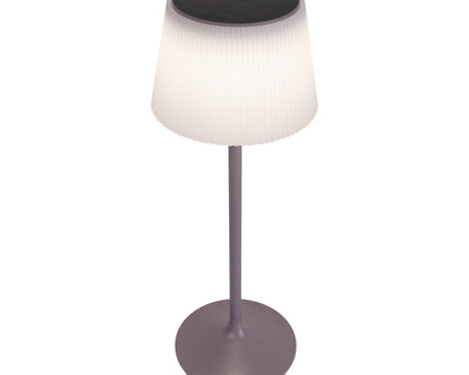 Zonne -batterijlamp "EMMI" 38 cm hoog, paraplu Ø 13 cm, metaal in bramen en wit plastic, voor de buitenruimte, dimable CCT.
