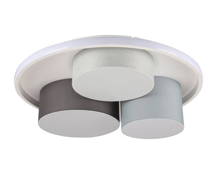 3-geleide plafondlicht "Eppan" Ø 56 cm, gemaakt van metaal, plastic en textiel in grijs, geïntegreerde LED's, verlichting voor woonkamer, kantoor of toegangsruimte