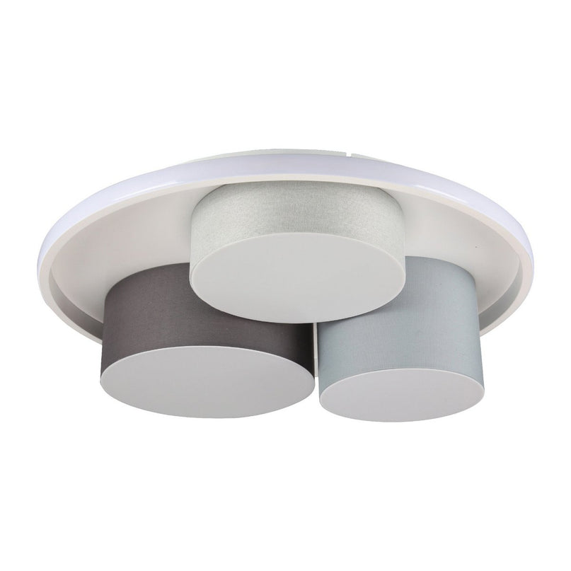 3-geleide plafondlicht "Eppan" Ø 56 cm, gemaakt van metaal, plastic en textiel in grijs, geïntegreerde LED's, verlichting voor woonkamer, kantoor of toegangsruimte