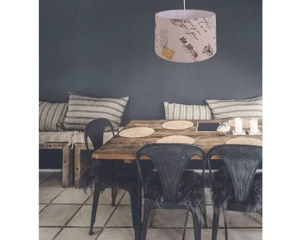Textiel hanglamp "print", jong wonen, hangende lamp, textiel in bruin, E27 Socket, voor eetkamer, woonkamer, gang of kantoor, Ø40 cm