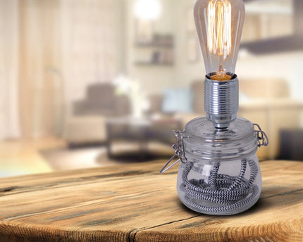 Glazen tafellamp Max. 11 cm hoog gemaakt van metaal en glas, E27 -aansluiting, tafellamp voor eetkamer, keuken, kinderkamer, gang
