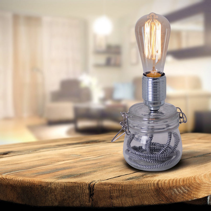 Glazen tafellamp Max. 11 cm hoog gemaakt van metaal en glas, E27 -aansluiting, tafellamp voor eetkamer, keuken, kinderkamer, gang